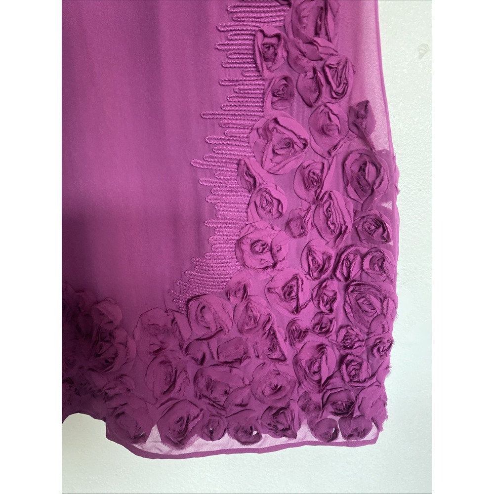Jessica Simpson Purple Chiffon‎ Cascading Roses Dress Size 6 - Picture 2 of 6